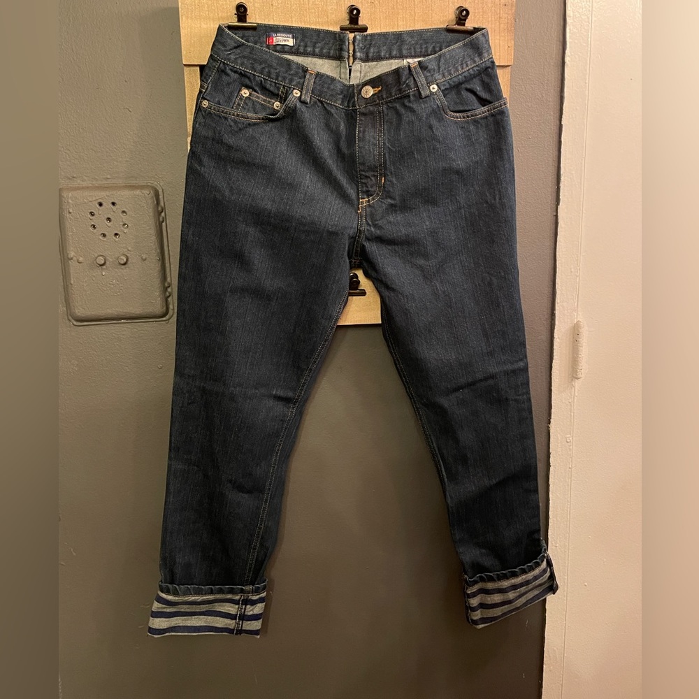 Vintage JEAN PAUL GAULTIER La Reudate 80s Madonna Corset Jeans With Stripe Cuffs